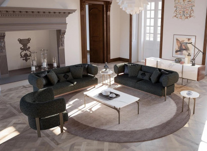 Black Set Sofa Suite 2x Sofa Two-seater Upholstered Furniture Luxury Armchair New